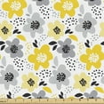 thumbnail image 1 of Floral Fabric by the Yard Upholstery, Abstract Flowers with Many Patterns Dots and Stripes Petals Modern Design, Decorative Fabric for DIY and Home Accents, Grey Black and Yellow by Ambesonne, 1 of 5
