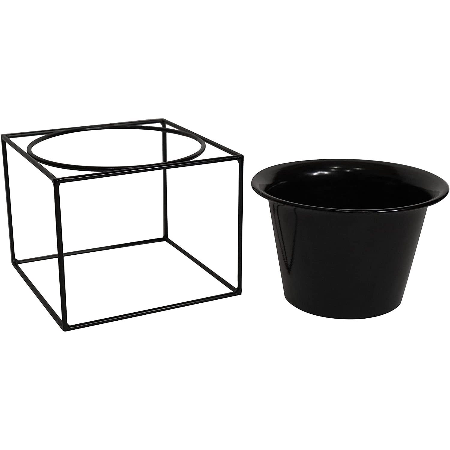 Metal Square 6" Home Garden Flower Plant Holder Removable Pot Stand Black