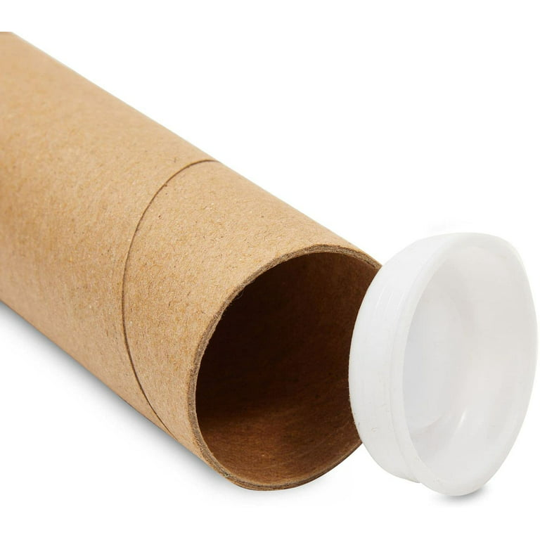 Tubeequeen Kraft Mailing Tubes with End Caps - Art Shipping Tubes 1.5-inch x 12-Inch L, 24 Pack, Brown