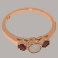 thumbnail image 6 of LBG British Made 14k Rose Gold Natural Opal & Ruby Womens Promise Ring - 33 size options - Size 9.5, 6 of 7