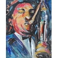thumbnail image 2 of Stevens, Allayn 12x14 Gold Ornate Wood Framed with Double Matting Museum Art Print Titled - Sax Man, 2 of 4