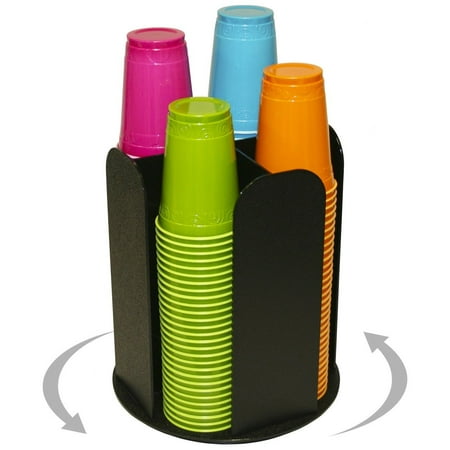 Coffee or Solo Cup and Lid Holder Dispenser and Organizer, Spinning Countertop,  