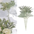 thumbnail image 2 of Toimothcn 5Pcs Artificial Flocking Rabbit Ear Leaves Flocking Leaves Wedding Home Vase Flower Decoration, 2 of 8