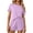 Purple, variant on MOSHU Womens Pajamas Sets Ribbed Knits Tops and Elasticated Waist Shorts with Pocket Ruffle Edge Lounge Sets