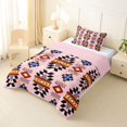 thumbnail image 2 of jejeloiu Boho Aztec Twin Comforter Sets For Girls,Tribal Geometric Bedding Set,Pink,Pink Reversible,2 Pieces,1 Comforter and 1 Pillowcase, 2 of 7