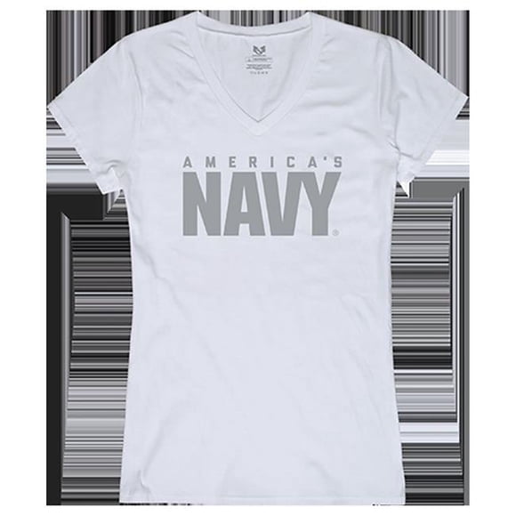 Rapid Dominance G03-NA1-WHT-05 US Navy T-Shirt Graphique Col en V, Blanc - 2TG