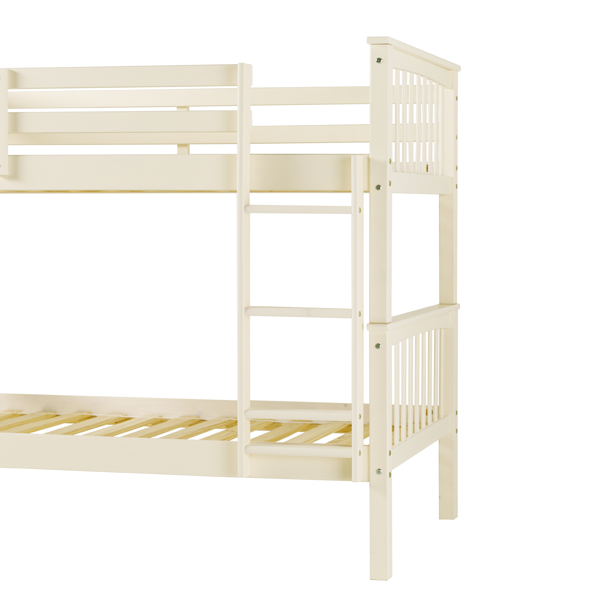 Walker Edison Solid Wood Twin Over Twin Mission Design Bunk Bed - White