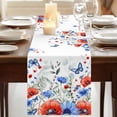 thumbnail image 3 of Table Runners 72 Inches Long Dress Scarves, Red Blue Flowers Farmhouse Kitchen/Dining Table Runner, Coffee Tablerunners, Spring Floral Elegant Pastoral Watercolor 14x72 Inch, 3 of 9