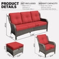 thumbnail image 5 of Meetleisure 7 Piece Wicker Patio Furniture Set, Rattan Chairs with 3-Seater Sofa, Ottomans, High Back, Deep Seating, Wide Armrest, Thick Cushions for Deck Porch, Green, 5 of 9