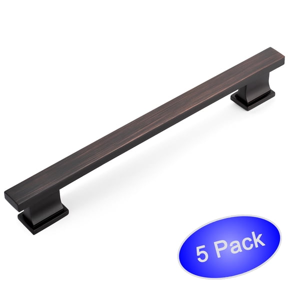 5 Pack - Cosmas 702-160ORB Oil Rubbed Bronze Contemporary Cabinet Hardware Handle Pull - 6-5/16" Inch (160mm) Hole Centers