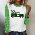 thumbnail image 3 of Charella Long Sleeve Shirts for Women St Patricks Day Shirt Crewneck T-shirts 2024 Trendy Bling Bling Tops,Green,S, 3 of 4