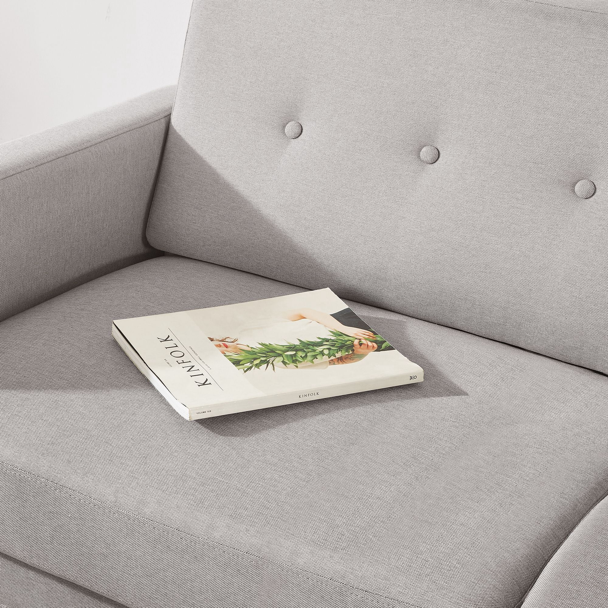 Mellow Adair Modern Sofa with Armrest Pockets, Light Grey