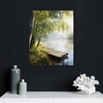 thumbnail image 4 of Creowell  Lake Landscape Wall Art Canvas: Modern Nature Sunrise Scene Picture Print Vertical Pier View Painting Artwork for Living Room Bedroom Decor 16x20 in/12x16 in, 4 of 4