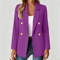 thumbnail image 6 of Blazers for Women Business Casual Long Sleeve Suit Jacket Fall Winter Open Front Double Breasted Classic Blazer Purple 3XL, 6 of 6