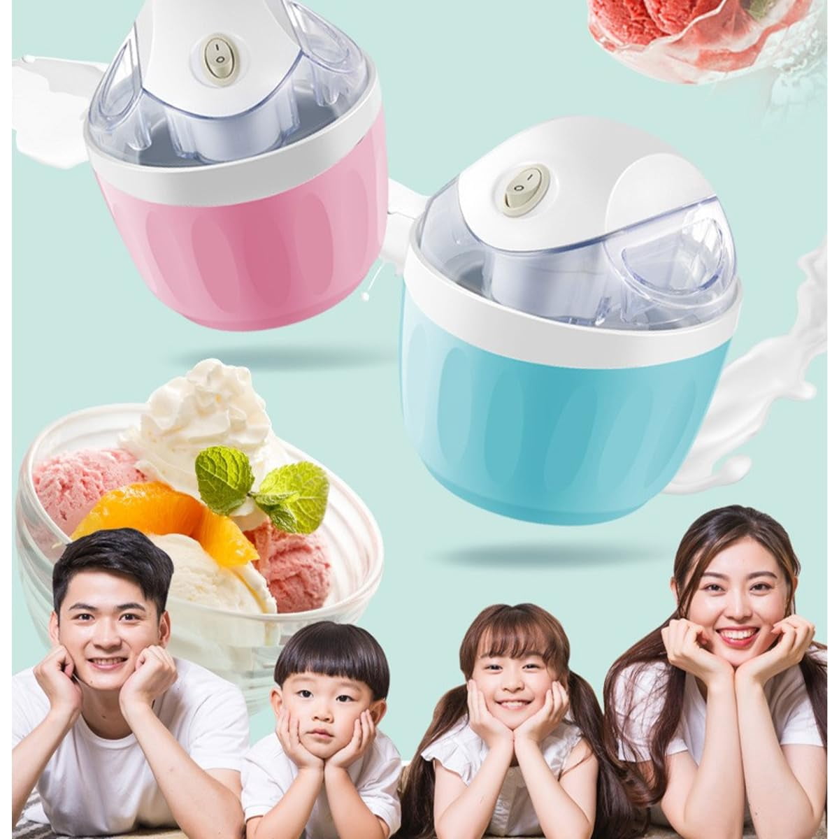 Swirl Cup Ice Cream Maker (Applicable to 110V-120V), Quickly Made in 15 Minutes, Small Home Mini Ice Cream Maker, One-Touch DIY Mini Ice Cream Maker, for Kitchen, Family Treats
