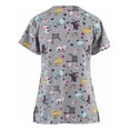 thumbnail image 2 of RKSTN Women Short Sleeve V-neck Tops Working Uniform Cartoon Print Blouse, 2 of 3
