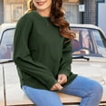 thumbnail image 4 of LANREMON Plus Size Sweatshirts for Women Crewneck Casual Tunic Tops Long Sleeve Shirts Womens Fall Pullover Tops Armygreen 24 Plus, 4 of 6