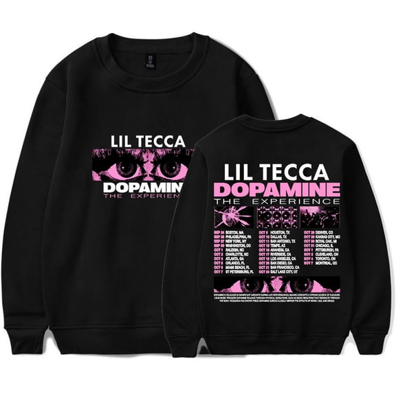 Lil Tecca The Dopamine Experience Tour 2025 Long Sleeve Tee Women Men HipHop Crewneck Sweatshirts