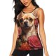 thumbnail image 1 of Fotbe Vintage Red Flower Chihuahua Blusas Sin Mangas para Mujer – Estilo Casual, Corte Suelto, Slim-Fit, Cuello Redondo Deportivo, Tops de Verano para Gimnasio y Yoga-Small, 1 of 7