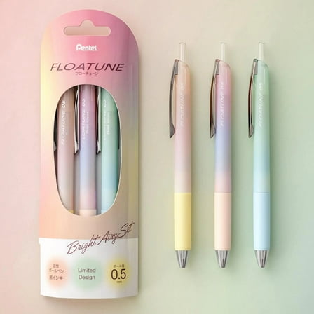 Bright Airy Limited Edition Set, Pentel Floatune RT Rollerball, (0.5mm) Fine Line,  Assorted Barrel, 3-PK