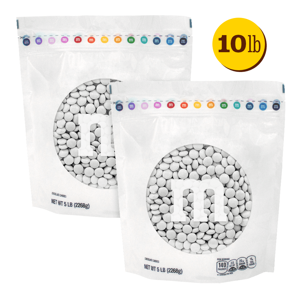 M&M'S World White Milk Chocolate Candy 5lb Bag for Celebrations and Party Favors