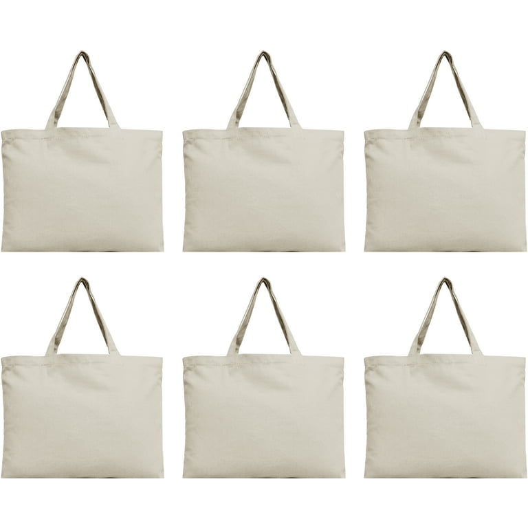 Reusable Heavy Duty 100% Cotton Canvas Bags | For Crafts, Shopping,  Groceries, Books, Welcome Bag, Beach Bag, and More | Eco Friendly |  Generous Size