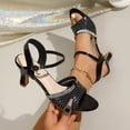 thumbnail image 6 of Narveanno Women's High Heels Sandals Open Peep Toe Mesh Rhinestones Ankle Strap Dress Wedding Party Pumps Shoes Black 7, 6 of 7