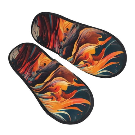 

JUNZAN Dynamic Fire Bird Art Slippers for Women House Shoes Non Slip Indoor/Outdoor Pineapple And Cactus Designs-Medium