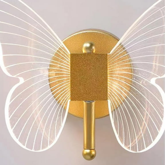 Modern Gold Wall Light Butterfly Wall Lamp Dimmable LED Wall Light Fixtures Bedside Wall Sconces Acrylic Butterfly Wall Lighting for Bedroom Kid's Room Living Room Dining Hallway