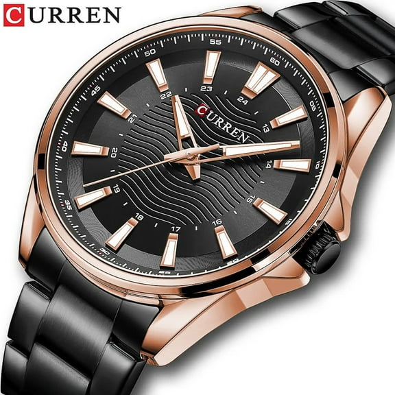 CURREN 8424 Men Classic Green Quartz Stainless Steel Watch Fashion Simple Luminous Men's Wristwatch