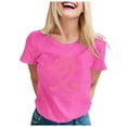 thumbnail image 1 of T-shirt à Manches Courtes Imprimé Graphique pour Femmes Col Rond Décontracté Confortable Haut d'Été pour les Vacances Usage Quotidien, 1 of 4