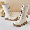 thumbnail image 5 of JUSLIO Shoes for Girls Girls Boots Bow Knee-High Boots Zipper Princess (Toddler/Little Kid/Big Kid) Shoes 27(US:10 M) Beige, 5 of 9