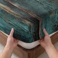 thumbnail image 3 of Twin Sze Fitted Sheet Set - Teal Brown Plank Prints 2 Piece Bedding Sets 16" Deep Pocket Fitted Sheet with 1 Pillowcase, Farmhouse Vintage Wooden Grain Brushed Microfiber Hotel Luxury Bed Sheets, 3 of 9