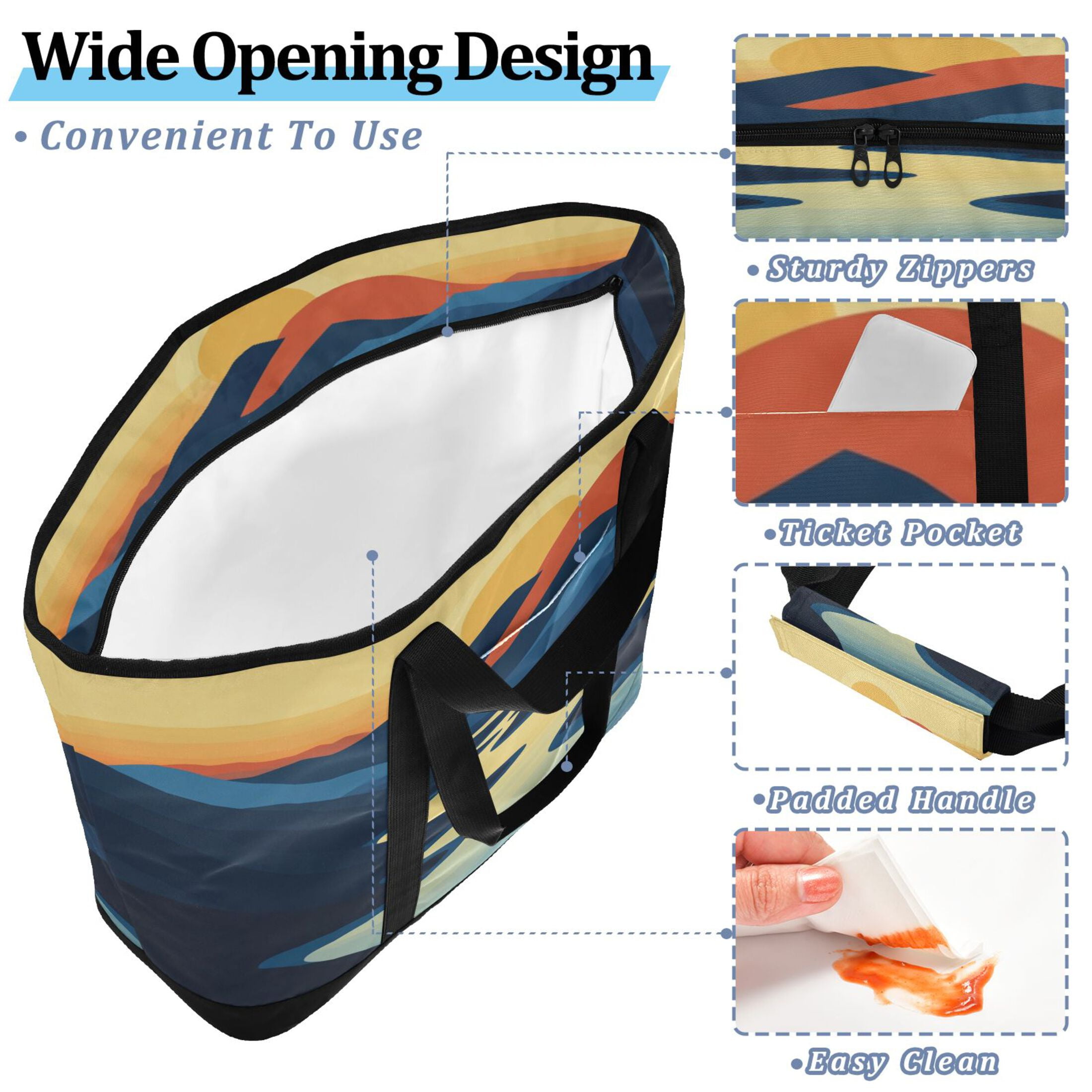 Large Hand-held Ice Pack Picnic Bag Insulation and Refrigeration Suitable for Shopping Picnics and Camping Mountain Sunset