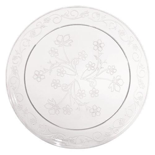 EcoQuality 9" inch Disposable Round D' Vine Clear Plastic Serving Plates, China Like Party Plates, Heavy Duty Dinner Serving Plate, Platter, Weddings, Baby Showers, Catering, Non Toxic (20)
