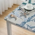 thumbnail image 4 of BANET Summer Coastal Square Tablecloth,Fitted Table Cover Waterproof Reusable Table Cloth with Elastic Edge for Kitchen Dining Party Marine Theme Tablecloths white, 4 of 7