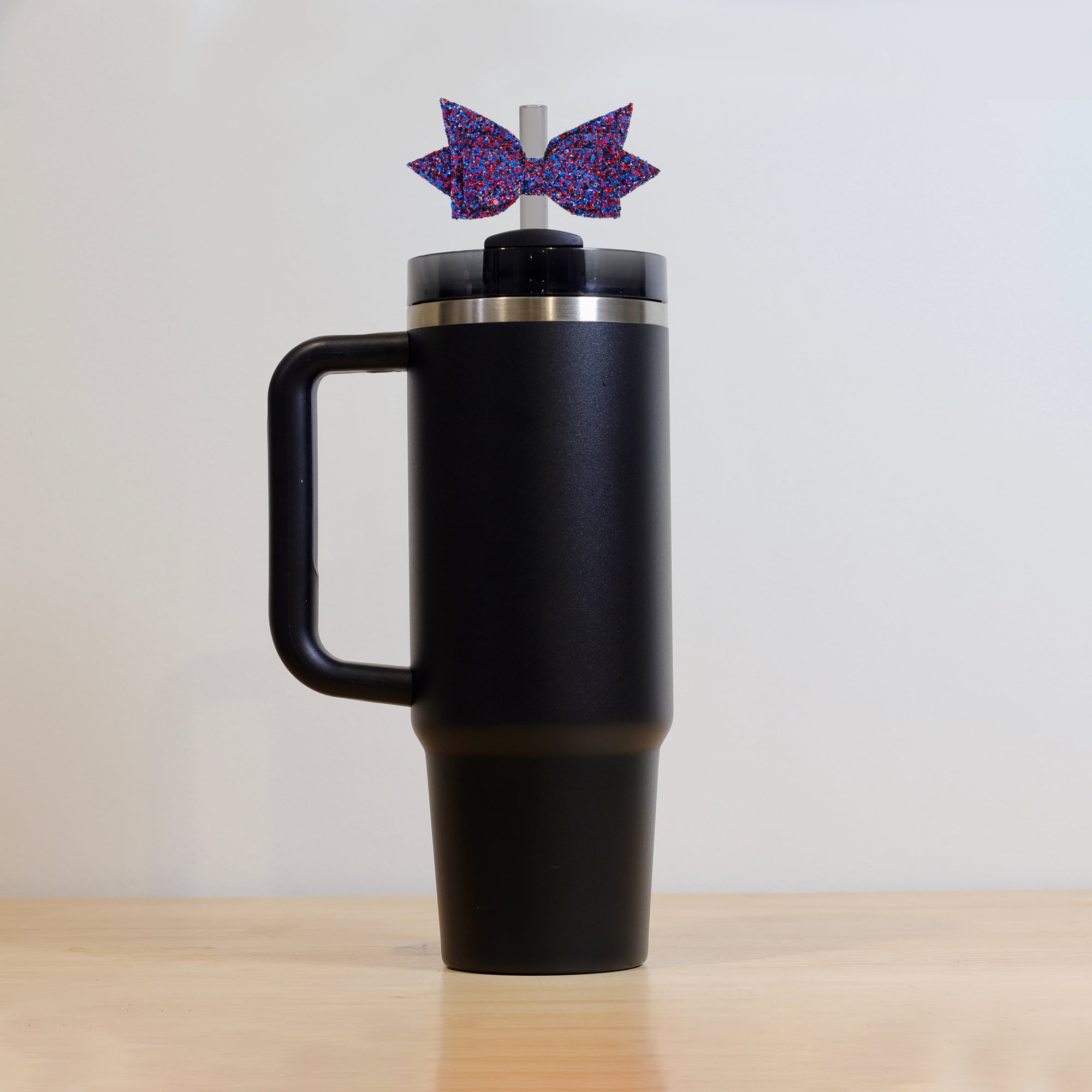 Unique Bargains 1Pc Shiny Bow Home Decoration Drinkware Accessory Black Purple