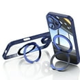 thumbnail image 4 of for iPhone 16 Plus Case with Integrated Lens Protector, [Foldable Stand & Rotatable Ring Holder], Glossy Shockproof Bumper Dustproof Clear Women Men Case for iPhone 16 Plus, Blue, 4 of 10