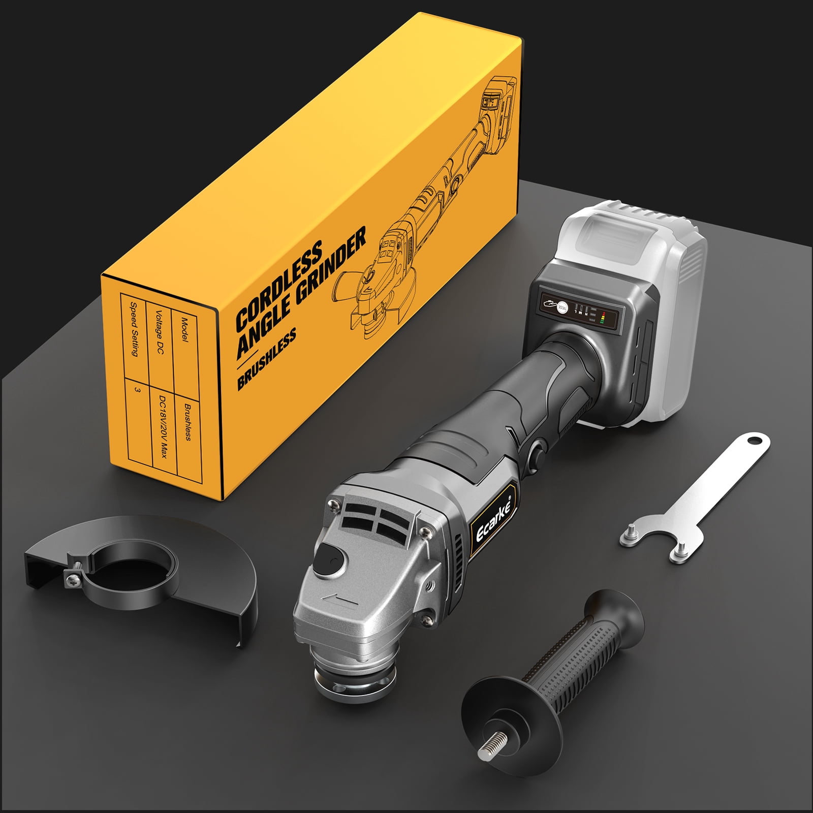 Cordless Angle Grinder for DeWALT 20v Battery: 8500RPM Brushless Grinder Tool- 5/8''-11 Spindle Small Angle Grinder for 4-1/2'' Wheels, 3 Variable Speed Settings for Cutting, Grinding, Bare Tool