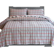 100% Cotton Flannel Sheets Set - Flannel Sheets Full, 4-Piece Flannel Bed Sheets - Lightweight Bedding, Brushed for Extra Softness,Warm, Breathable, 16" Deep Pocket Cali King, Plaid Gray