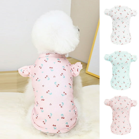 Visland Pet T-shirt Round Neck Lovely Printed Outfit Summer Puppy Two-legged Clothes Dog Clothing