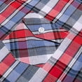thumbnail image 3 of Bienzoe Boy's Cotton Plaid Button Down Short Sleeve Shirt Red/Blue 13/14, 3 of 10
