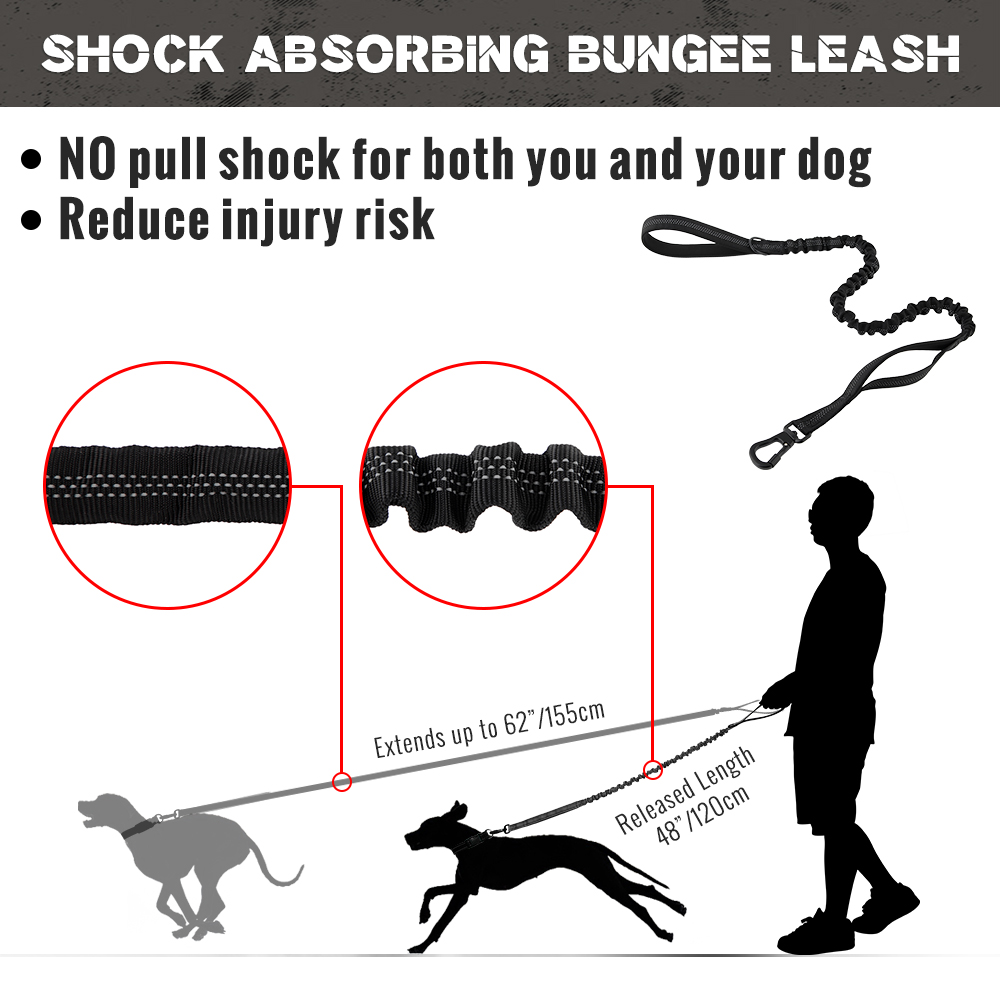 Plutus Pet Taktische Hundeleine Mit Bungee & 2 Griffen – Reflektierend, Karabinerverschluss, Für Mittlere/große Hunde