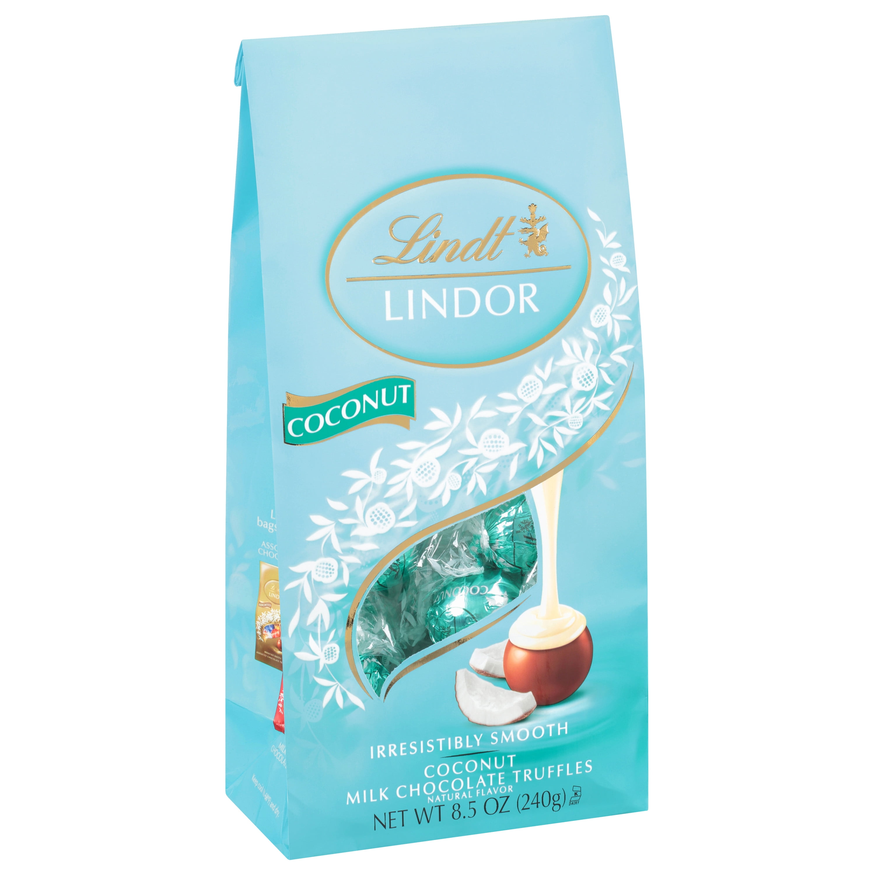Lindt Lindor Coconut Milk Chocolate Candy Truffles, 8.5 oz. Bag