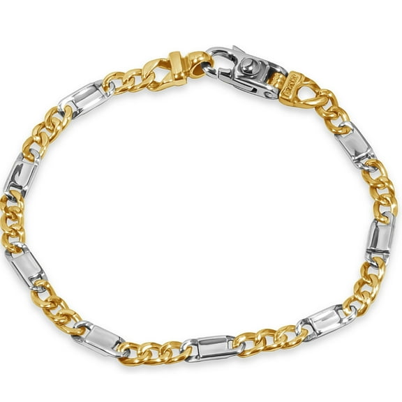 Pompeii Men's Figaro Link 14k Gold (13gram) or Platinum (21gram) 5mm Bracelet 8" (,)