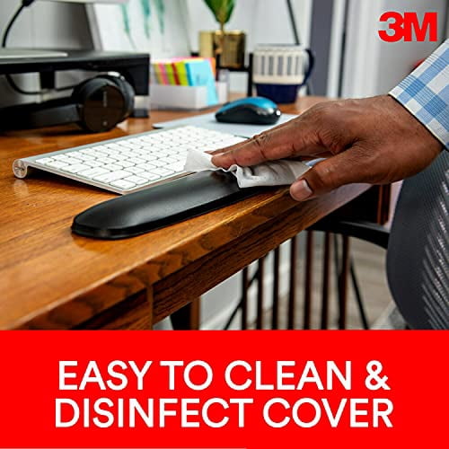 3M Gel Wrist Rest for Keyboard and Mouse with Tilt-Adjustable Platform, Soothing Gel with Durable Easy to Clean Leatherette Cover, Antimicrobial Product Protection, Precise Mouse Pad, Black (WR422LE)