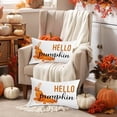 thumbnail image 4 of Pumpkin 12X20 Pillow Cover Set of 2, Decorative Orange Throw Pillows for Couch - Long Rectangle Soft Washable Leaves Fall Lumbar Pillow Cases for Bed Bedroom Dorm Sofa, Hello Pumpkin, 4 of 6