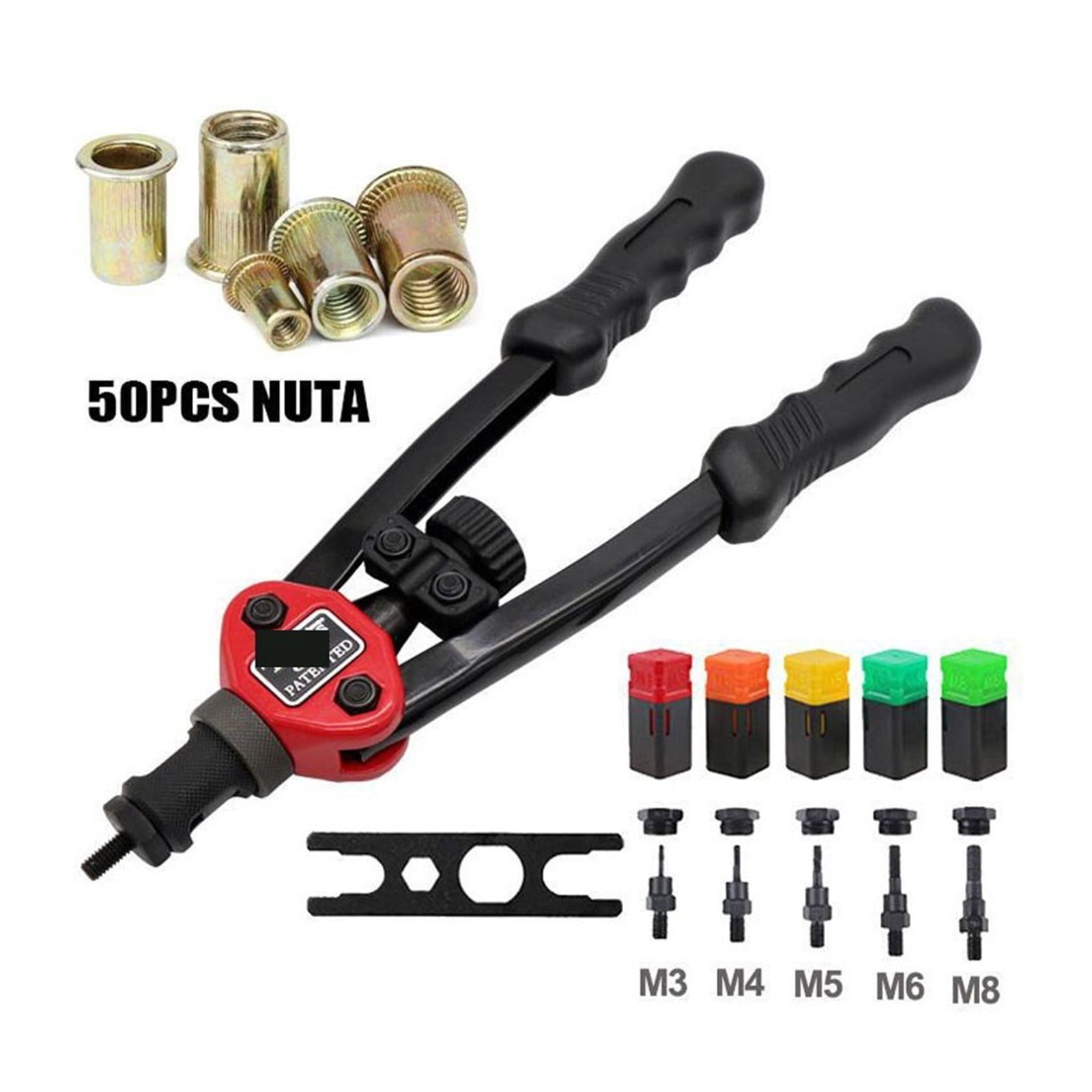 BT-606 Riveter Hand Gun Tool, Rivet Insert Tool, Manual Nut Chuck M3 M4 M5 M6 M8