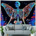 thumbnail image 4 of BCIIG  Blacklight Skull Tapestry Aesthetic Butterfly Tapestries UV Reactive Mushroom Eyes Tapestry Galaxy Space Tapestry Neon Skeleton Moth Tapestry Wall Hanging for Bedroom Painting, 4 of 6