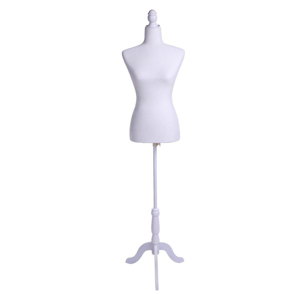 Dress Form Pinnable Mannequin Body Torso with Tripod Base Stand IHADA Half-Length Foam & Brushed Fabric Coating Lady Model for Clothing Display White 